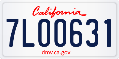 CA license plate 7LOO631