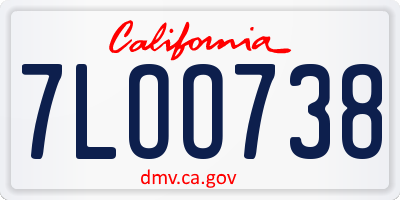 CA license plate 7LOO738