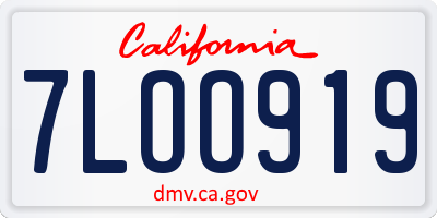 CA license plate 7LOO919