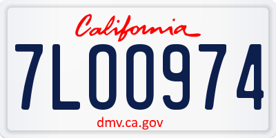 CA license plate 7LOO974