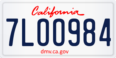 CA license plate 7LOO984