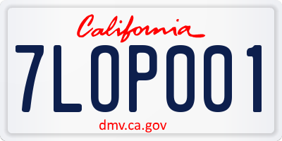 CA license plate 7LOP001