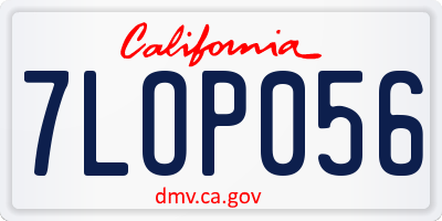 CA license plate 7LOP056