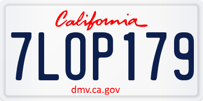 CA license plate 7LOP179
