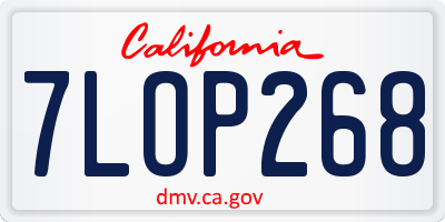 CA license plate 7LOP268