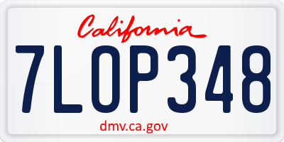 CA license plate 7LOP348