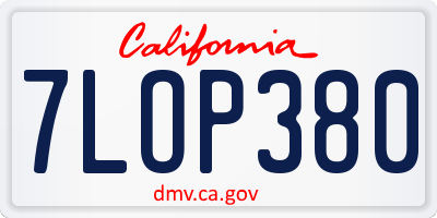 CA license plate 7LOP380