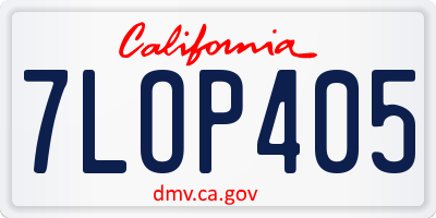 CA license plate 7LOP405