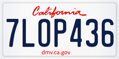 CA license plate 7LOP436