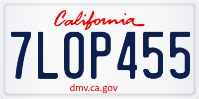 CA license plate 7LOP455