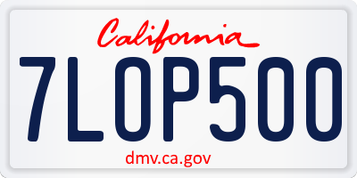 CA license plate 7LOP500