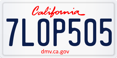 CA license plate 7LOP505
