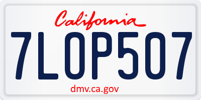 CA license plate 7LOP507