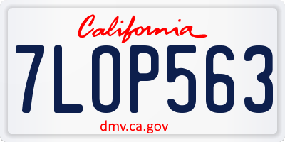 CA license plate 7LOP563