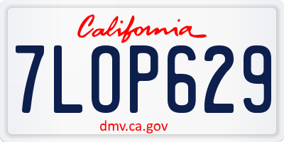 CA license plate 7LOP629