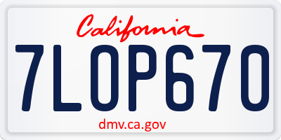 CA license plate 7LOP670