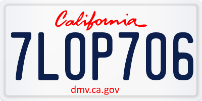CA license plate 7LOP706