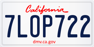 CA license plate 7LOP722