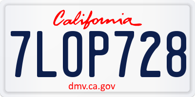 CA license plate 7LOP728