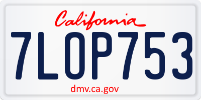 CA license plate 7LOP753