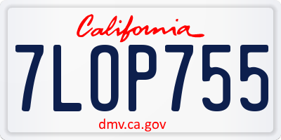 CA license plate 7LOP755