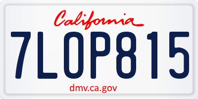 CA license plate 7LOP815