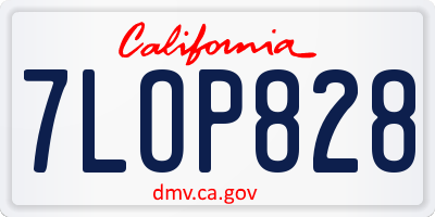 CA license plate 7LOP828