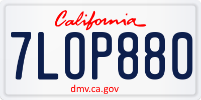 CA license plate 7LOP880