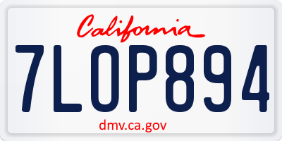 CA license plate 7LOP894