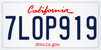 CA license plate 7LOP919