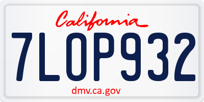 CA license plate 7LOP932