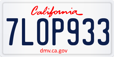 CA license plate 7LOP933