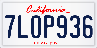 CA license plate 7LOP936