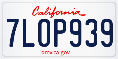 CA license plate 7LOP939