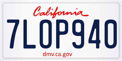 CA license plate 7LOP940