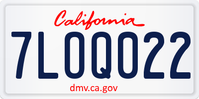 CA license plate 7LOQ022