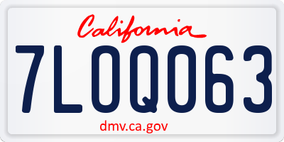 CA license plate 7LOQ063