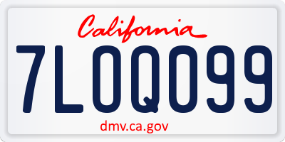 CA license plate 7LOQ099