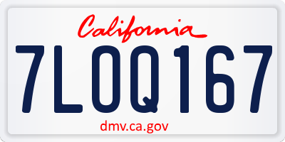 CA license plate 7LOQ167