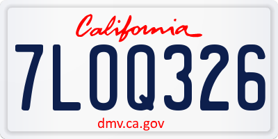 CA license plate 7LOQ326