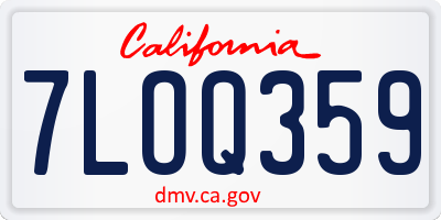 CA license plate 7LOQ359