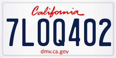 CA license plate 7LOQ402