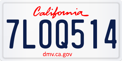 CA license plate 7LOQ514