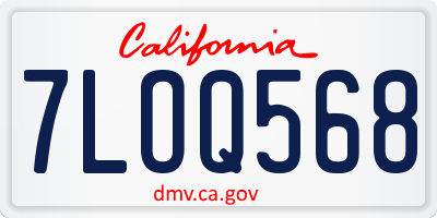 CA license plate 7LOQ568