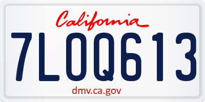 CA license plate 7LOQ613