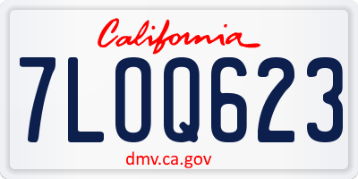 CA license plate 7LOQ623