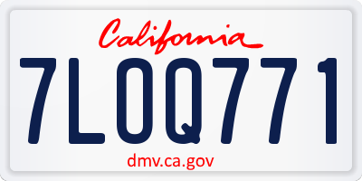 CA license plate 7LOQ771