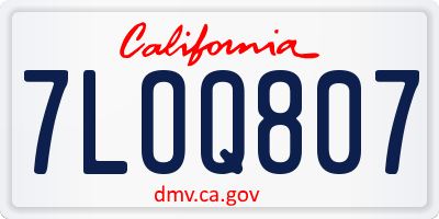 CA license plate 7LOQ807
