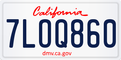 CA license plate 7LOQ860