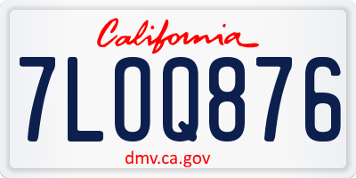 CA license plate 7LOQ876